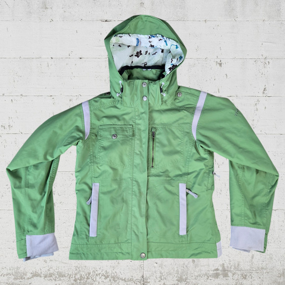 Columbia Green Titanium Faux Fur Lined Winter Snowboard Ski Jacket Size Medium - Picture 1 of 16